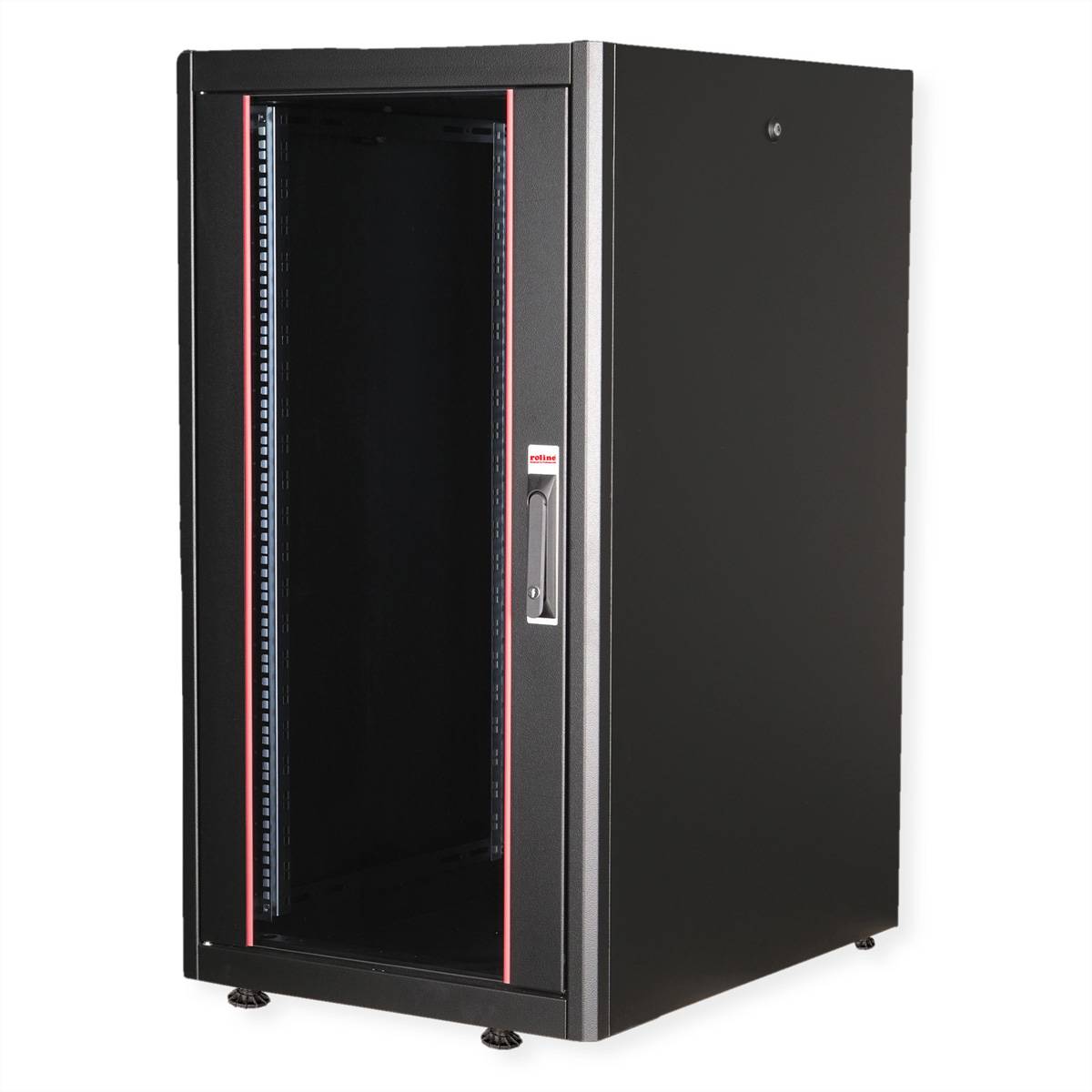 Roline Basic - Schrank Netzwerkschrank - Glas Tür, 600x800 BxT - RAL 9005, Jet Black - 22U - 48.3 cm (19"")