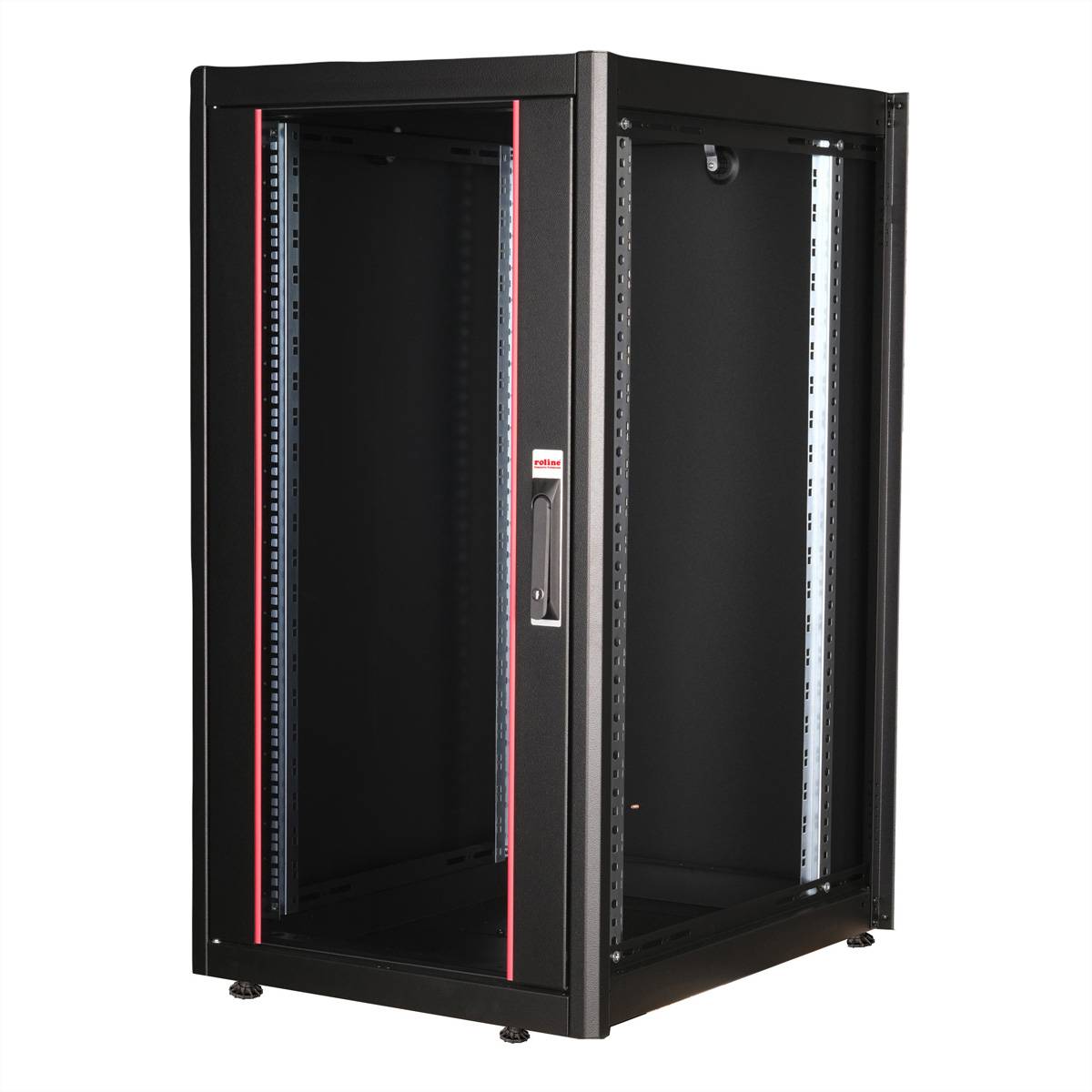 Roline Basic - Schrank Netzwerkschrank - Glas Tür, 600x800 BxT - RAL 9005, Jet Black - 22U - 48.3 cm (19"")