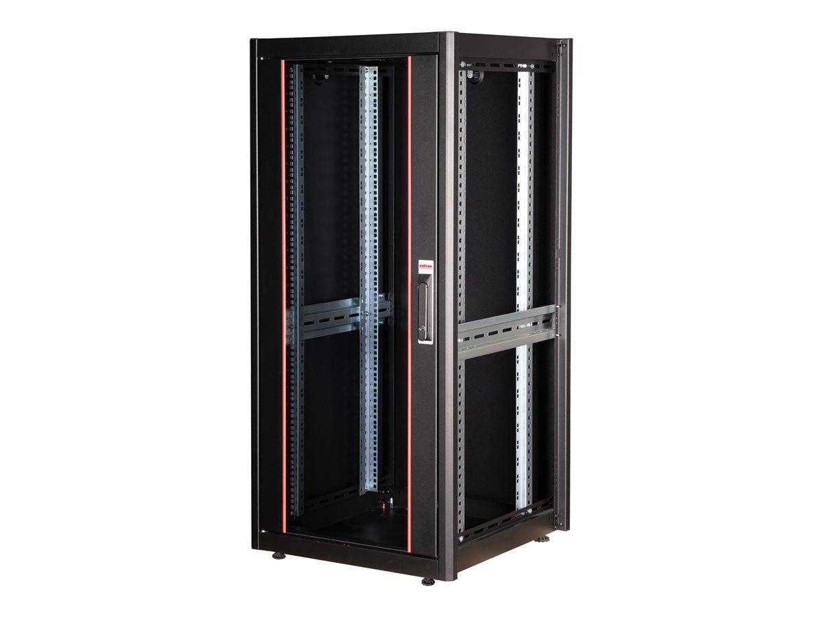 ROTRONIC-SECOMP - Roline Basic - Schrank Netzwerkschrank - glass door, 600x600 WxD - RAL 9005, Jet Black - 26U - 48.3 cm