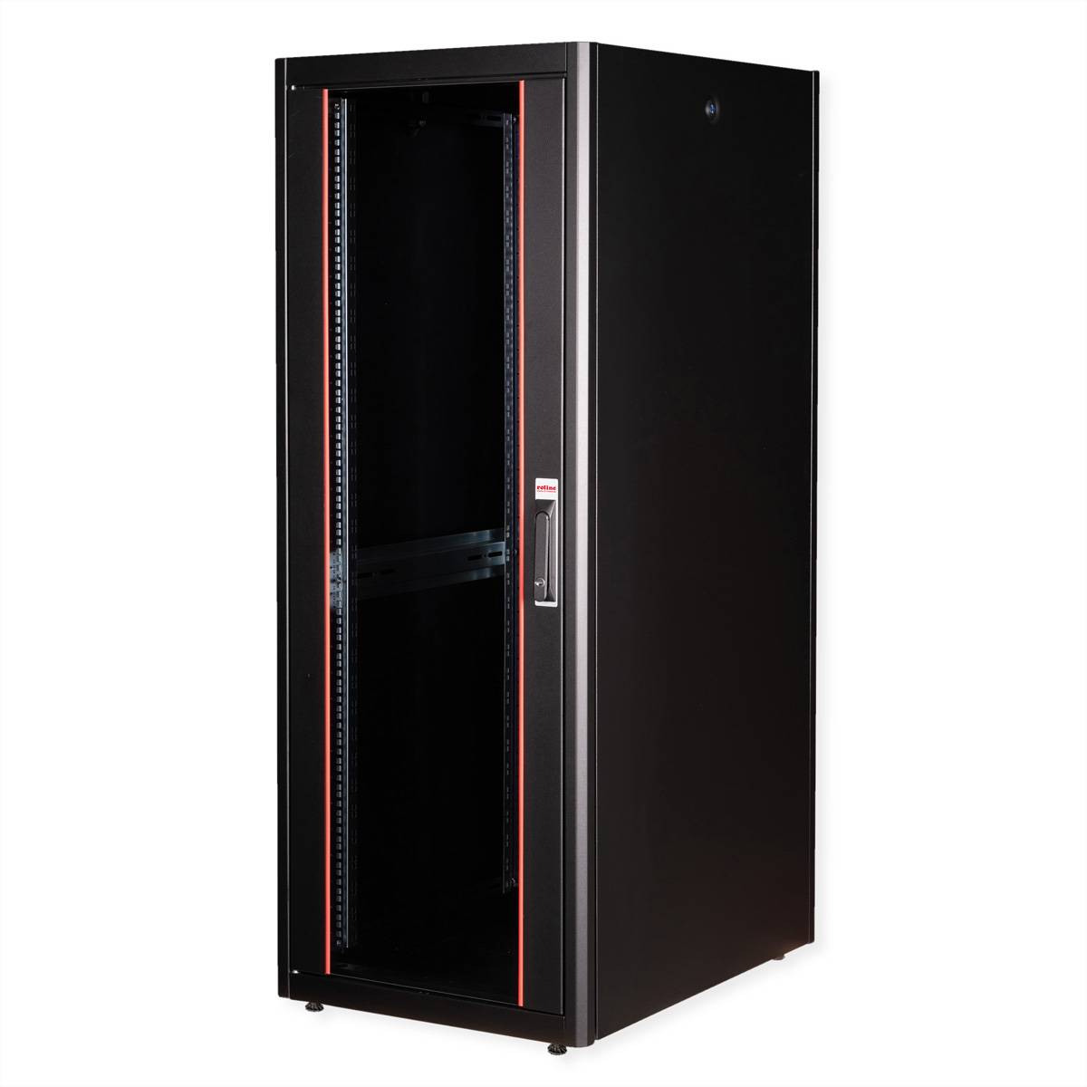 ROTRONIC-SECOMP - Roline Basic - Schrank Netzwerkschrank - glass door, 600x800 WxD - RAL 9005, Jet Black - 32U - 48.3 cm