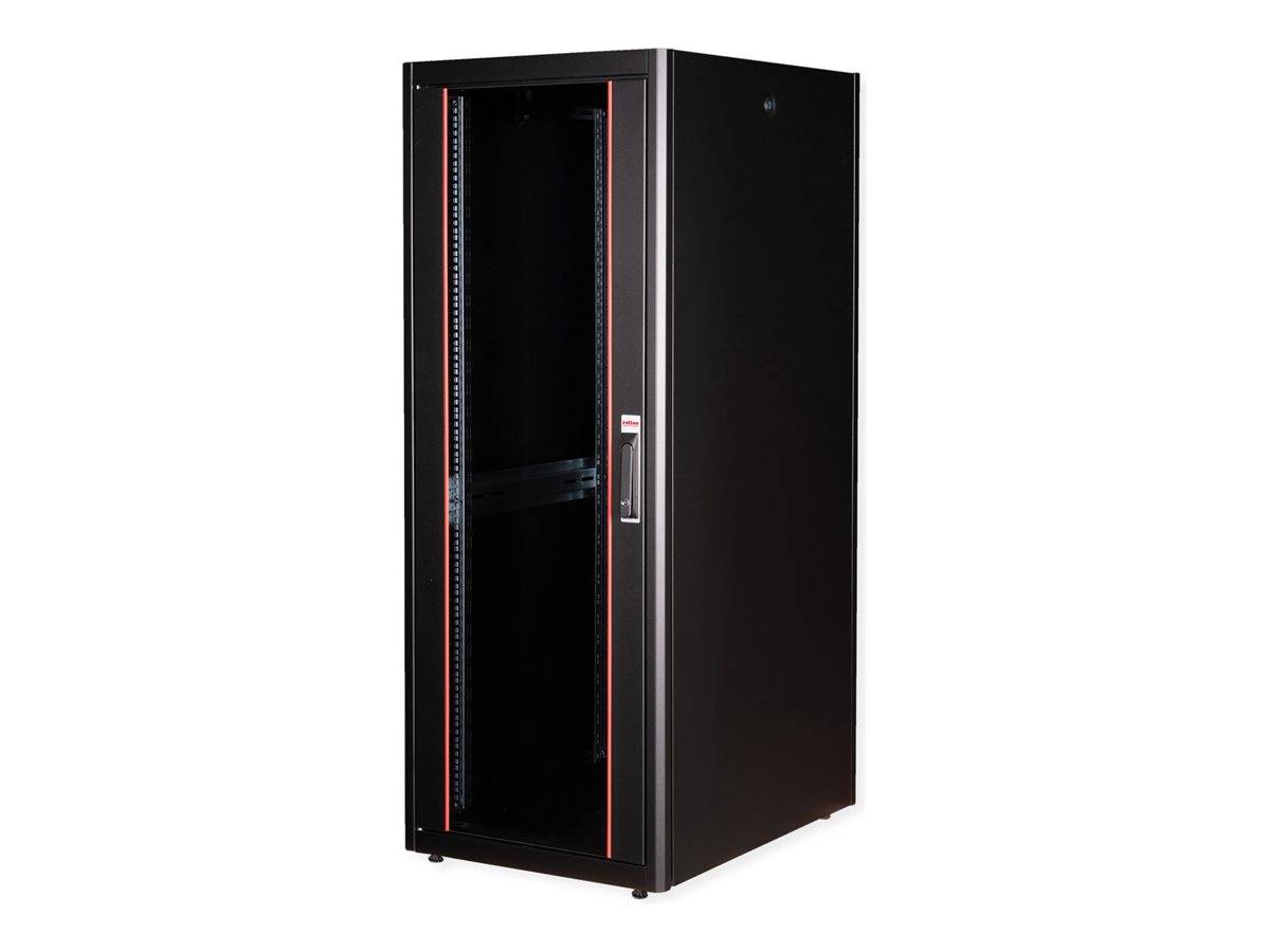 ROTRONIC-SECOMP - Roline Basic - Schrank Netzwerkschrank - glass door, 600x800 WxD - RAL 9005, Jet Black - 32U - 48.3 cm