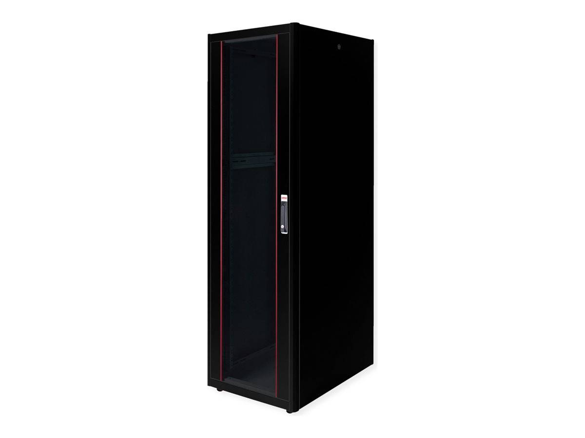 ROTRONIC-SECOMP - Roline Basic - Schrank Netzwerkschrank - glass door, 600x800 WxD - RAL 9005, Jet Black - 42HE - 48.3 c