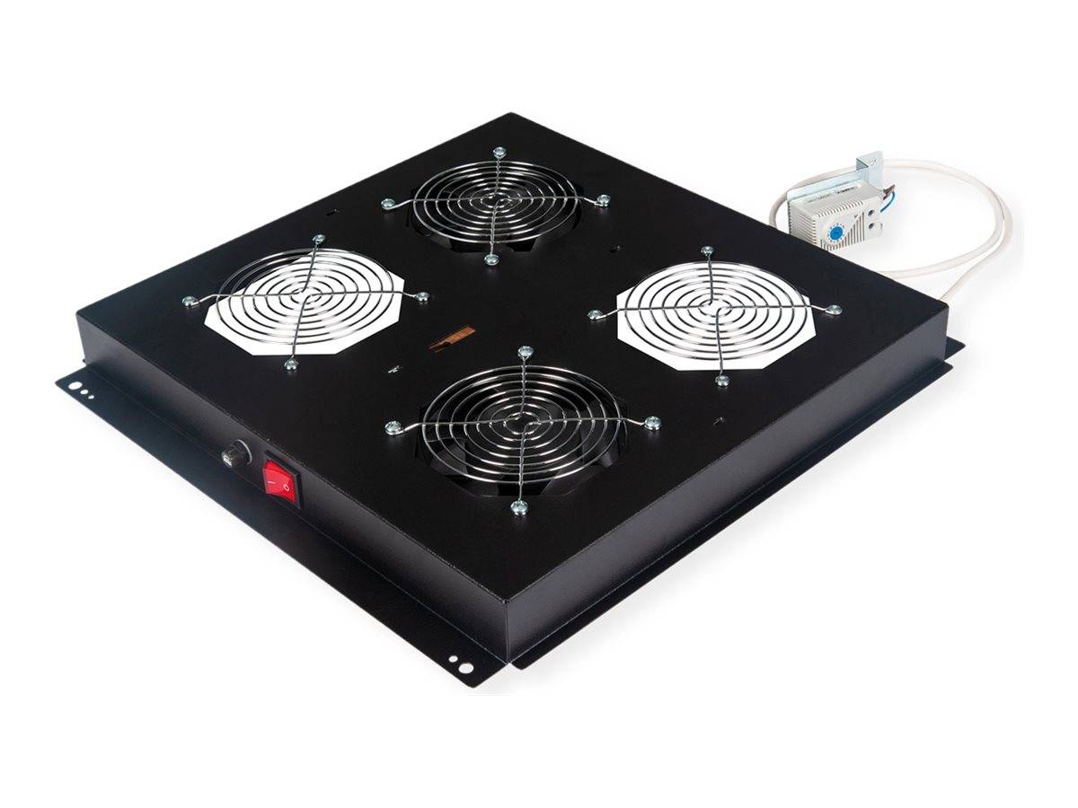 ROTRONIC-SECOMP - Roline - Rack-Lüfter - 2 Lüfter - auf Dach montierbar - Jet Black, RAL 9005 - 48.3 cm (19"")