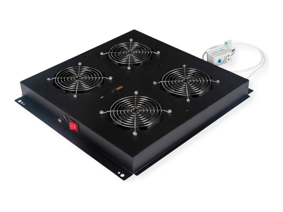 ROTRONIC-SECOMP - Roline - Rack-Lüfter - 4 Lüfter - auf Dach montierbar - Jet Black, RAL 9005 - 48.3 cm (19"")