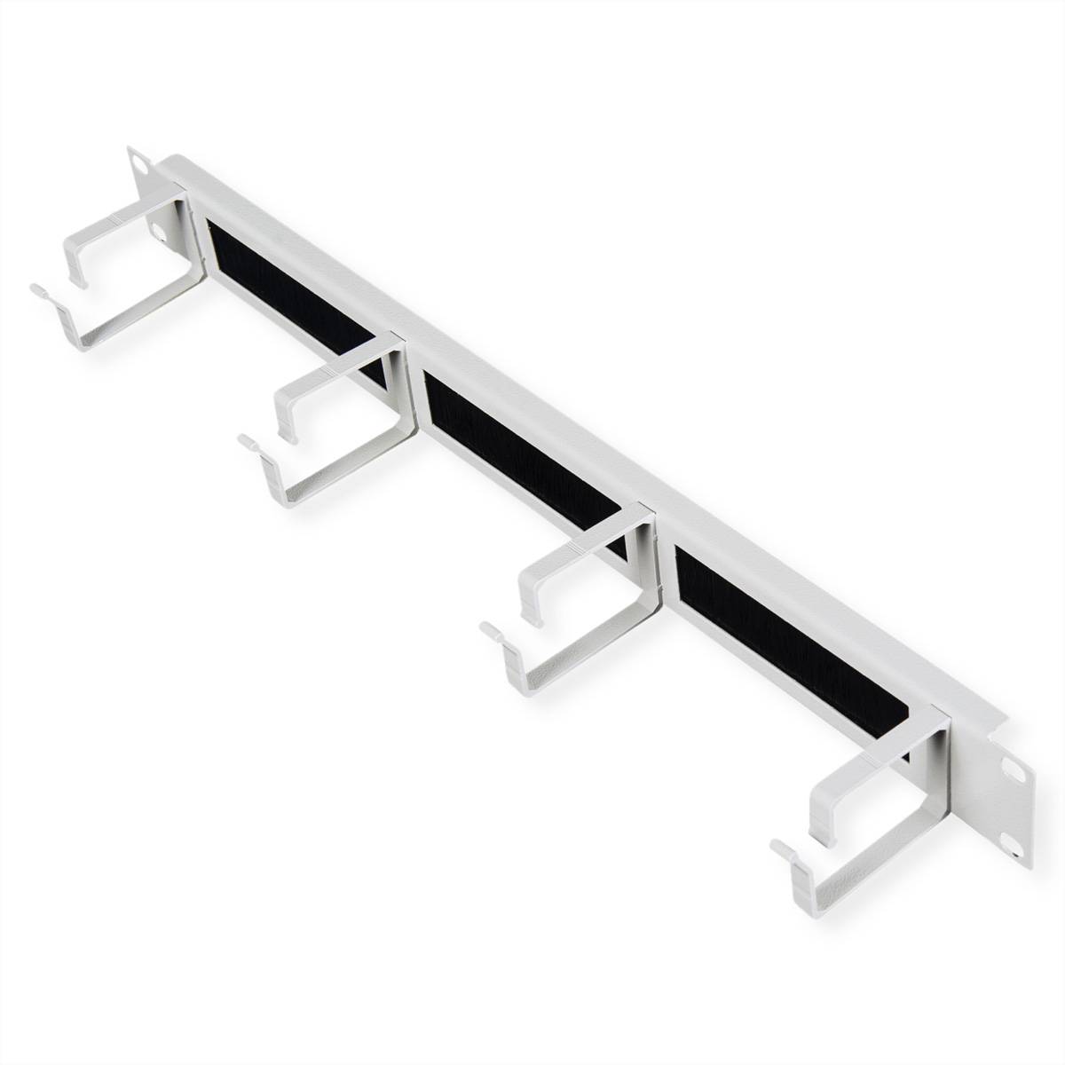 ROLINE Patch Panel - 44 x 60 mm, mit Bürstenstreifen - Hellgrau, RAL 7035 - 1U - 48.3 cm (19")