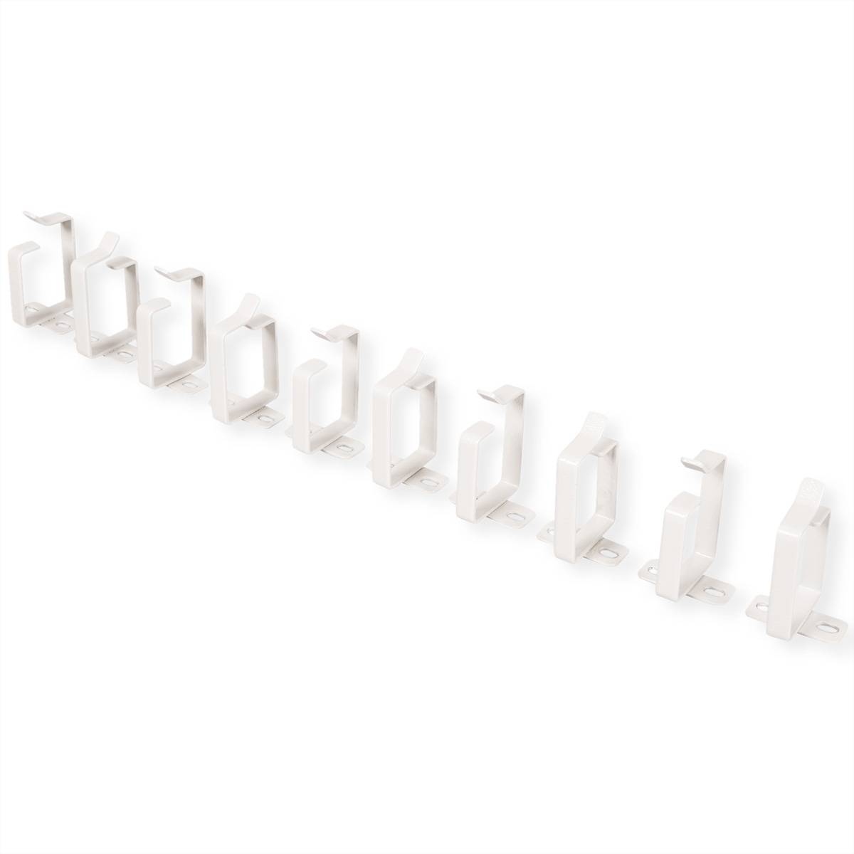 ROLINE Kabelverwaltungsklammer - 44 x 60 mm - RAL 7035, Hellgrau (Packung mit 10 Stück)