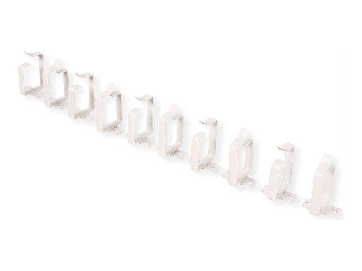 ROLINE Kabelverwaltungsklammer - 44 x 60 mm - RAL 7035, Hellgrau (Packung mit 10 Stück)