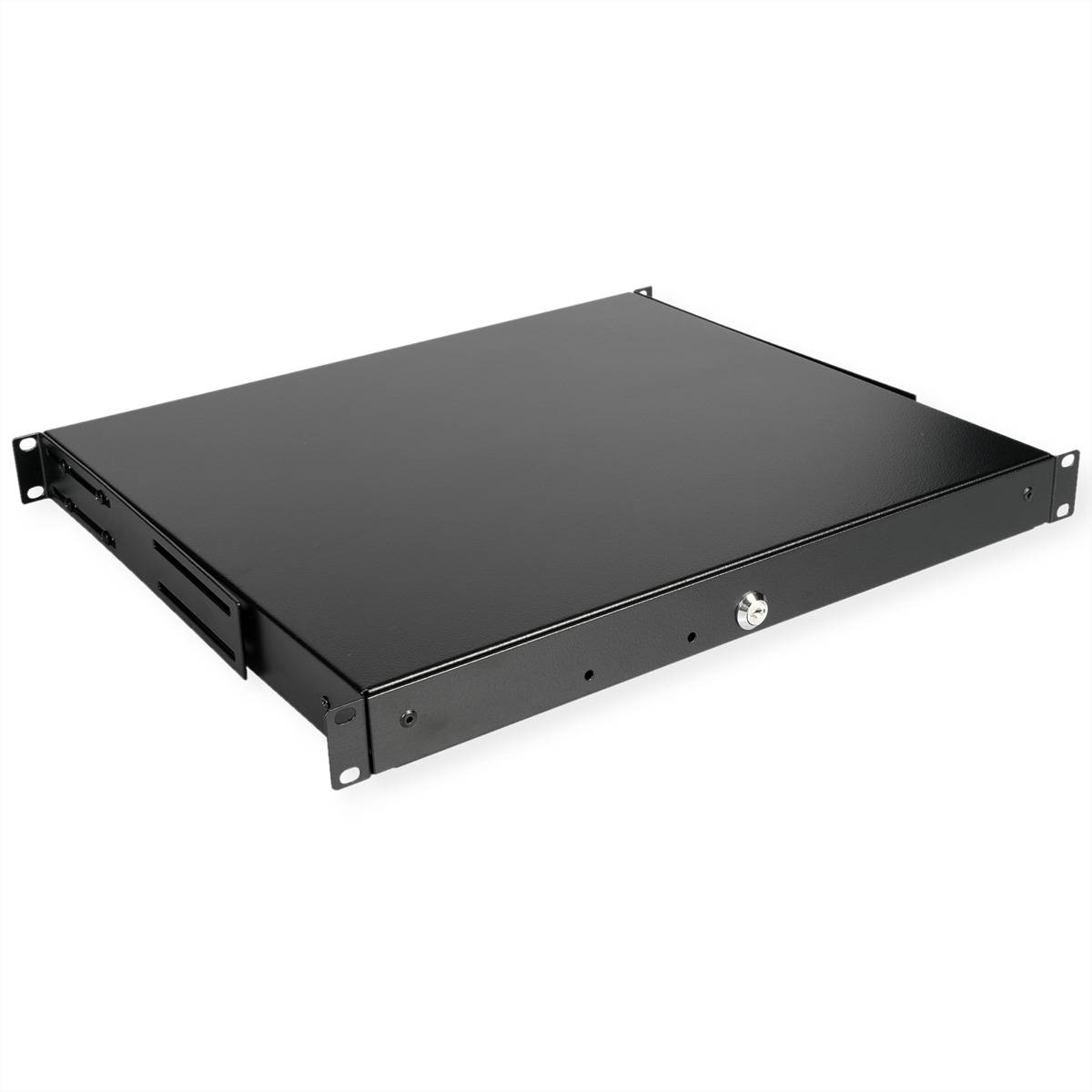 ROTRONIC-SECOMP - Roline - Tastatur-Tablett - abschließbar, Tiefe 400 mm - Jet Black, RAL 9005 - 1U - 48.3 cm (19"")