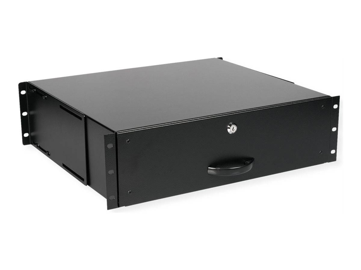 ROTRONIC-SECOMP - Roline - Tastatur-Tablett - abschließbar, Tiefe 400 mm - Jet Black, RAL 9005 - 3U - 48.3 cm (19"")