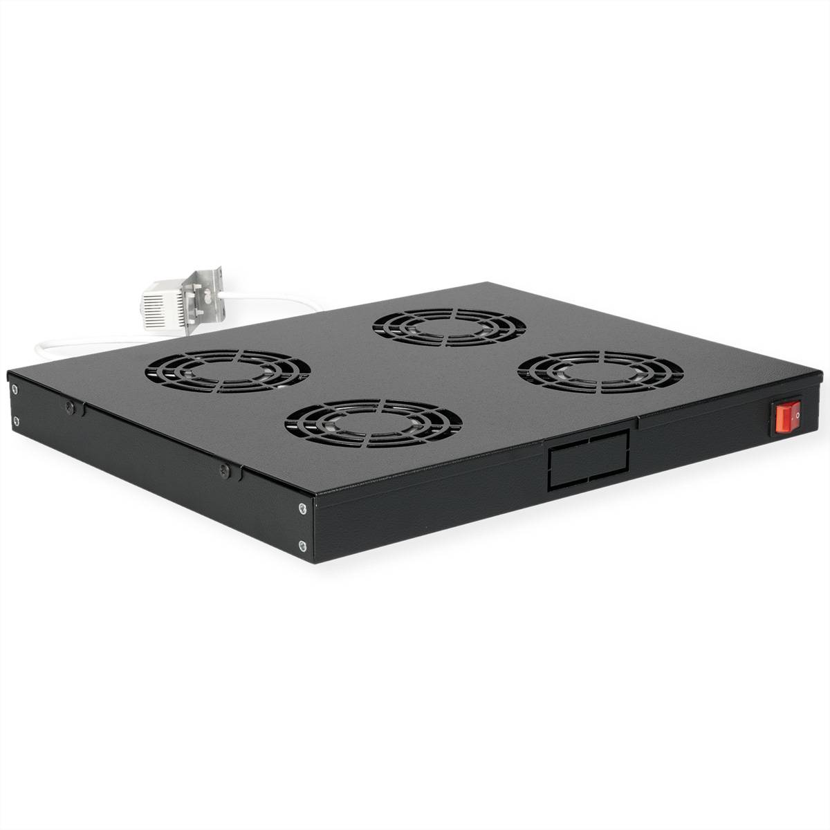 ROTRONIC-SECOMP - Roline - Rack-Lüfter - 4 Ventilatoren, mit Thermostat - auf Dach montierbar - Jet Black, RAL 9005 - 1U