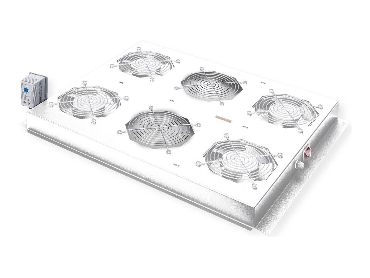 ROTRONIC-SECOMP - Roline - Rack-Lüfter - 4 Ventilatoren, mit Thermostat - auf Dach montierbar - Hellgrau, RAL 7035 - 48.