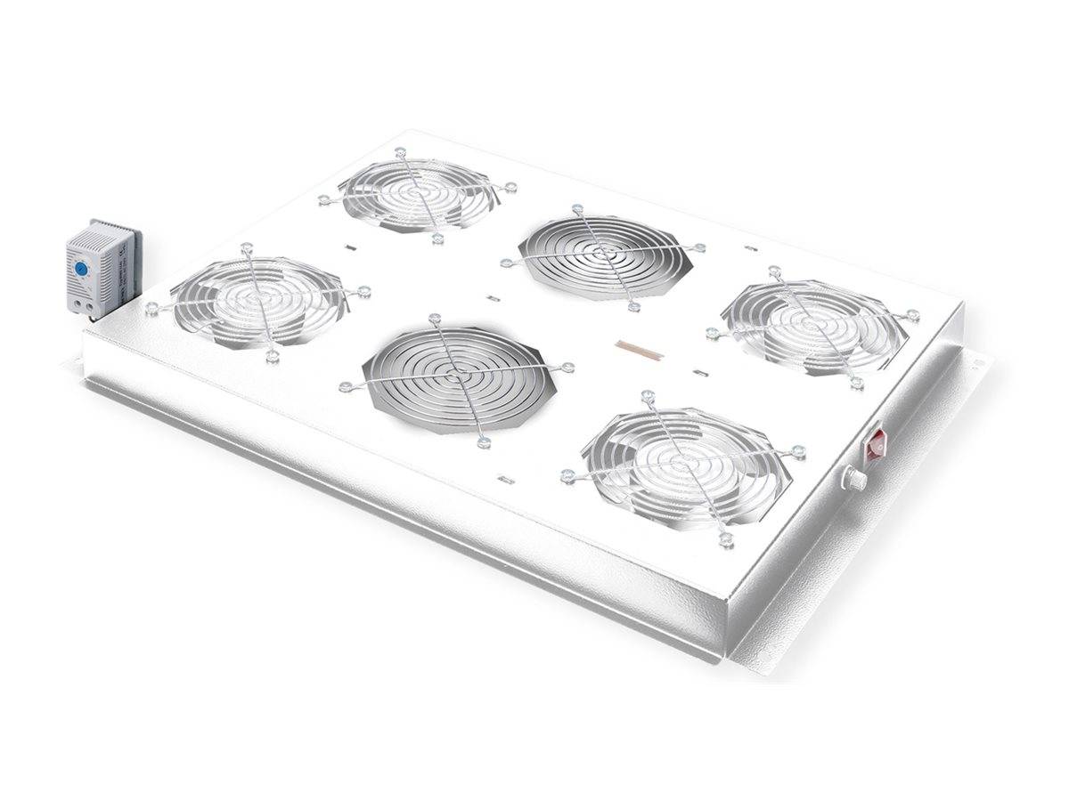 ROTRONIC-SECOMP - Roline - Rack-Lüfter - 4 Ventilatoren, mit Thermostat - auf Dach montierbar - Hellgrau, RAL 7035 - 48.