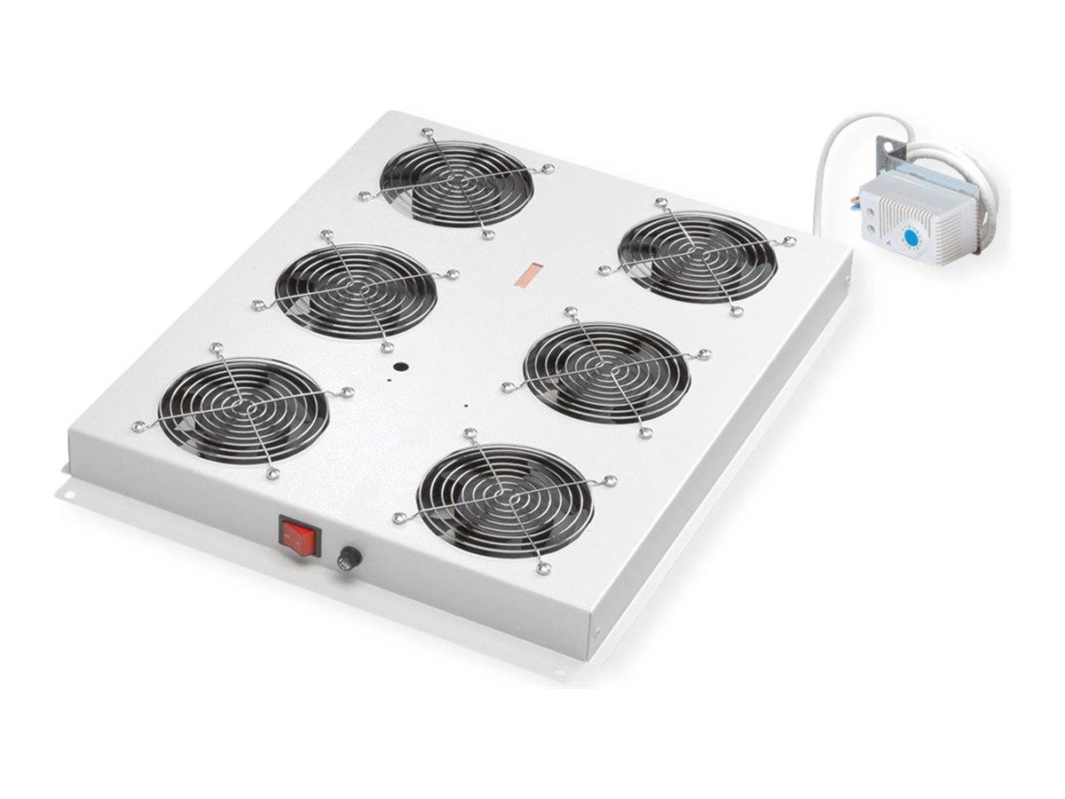 ROTRONIC-SECOMP - Roline - Rack-Lüfter - 6 Lüfter mit Thermostat - auf Dach montierbar - Hellgrau, RAL 7035 - 48.3 cm (1