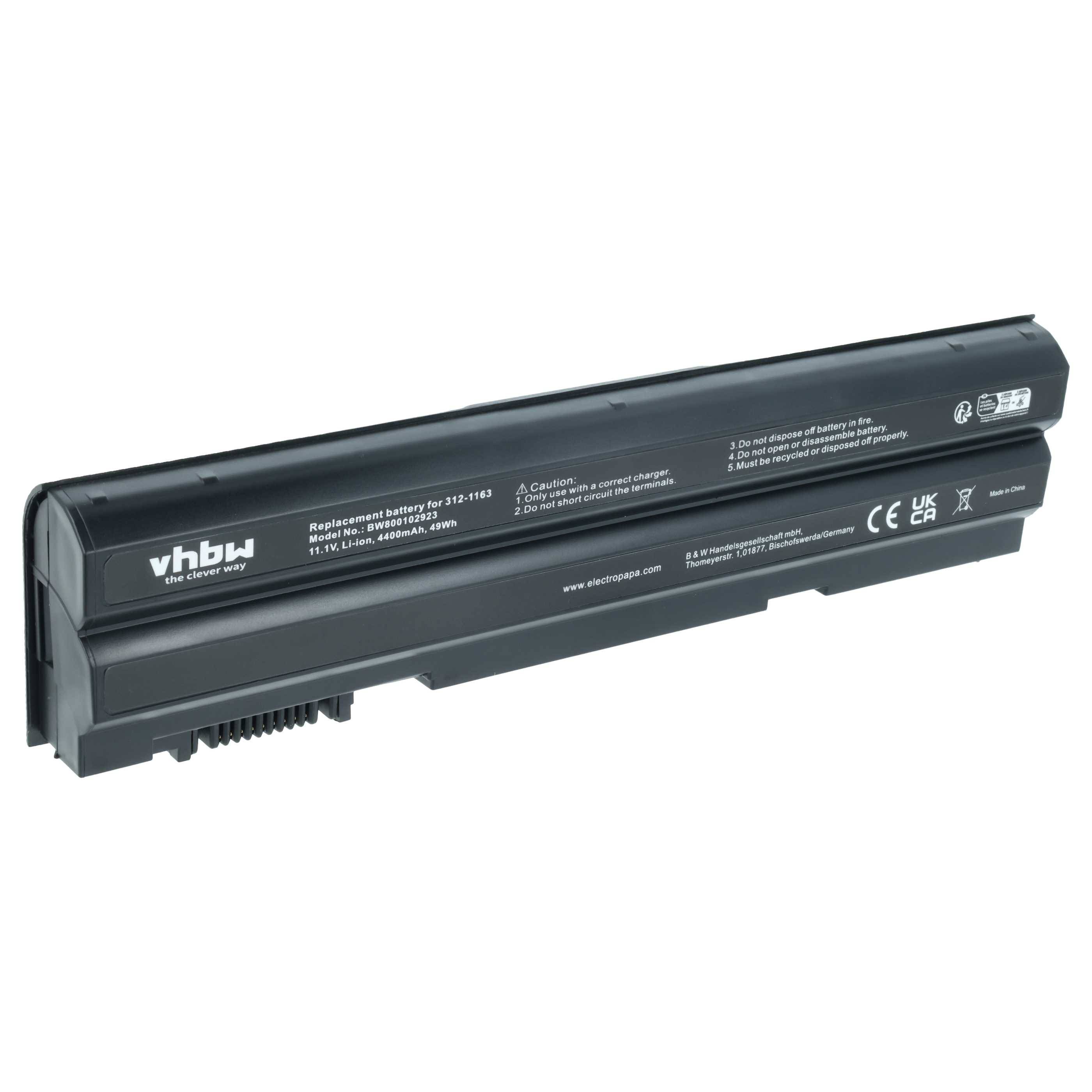 vhbw Akku kompatibel mit Dell Latitude E6120, E5520, E5420, E5430, E5420m, E6220, E5530, E5520m Notebook (4400 mAh, 11,1 V, Li-Ion)