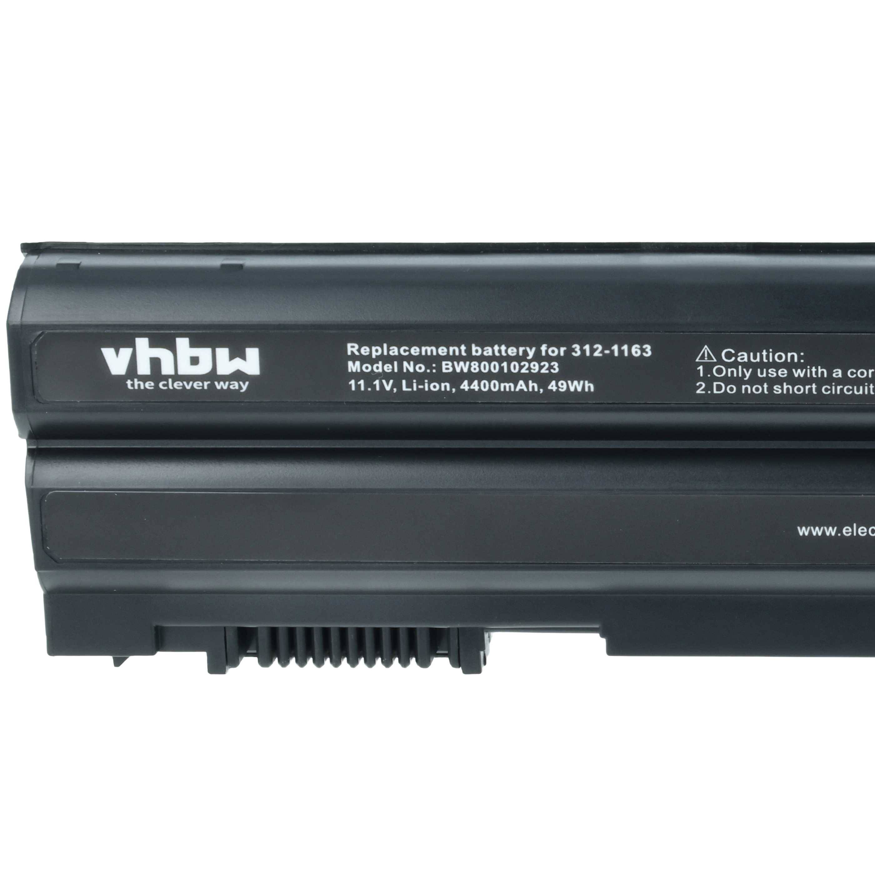Eine schwarze Batterie mit der Bezeichnung „vhbw