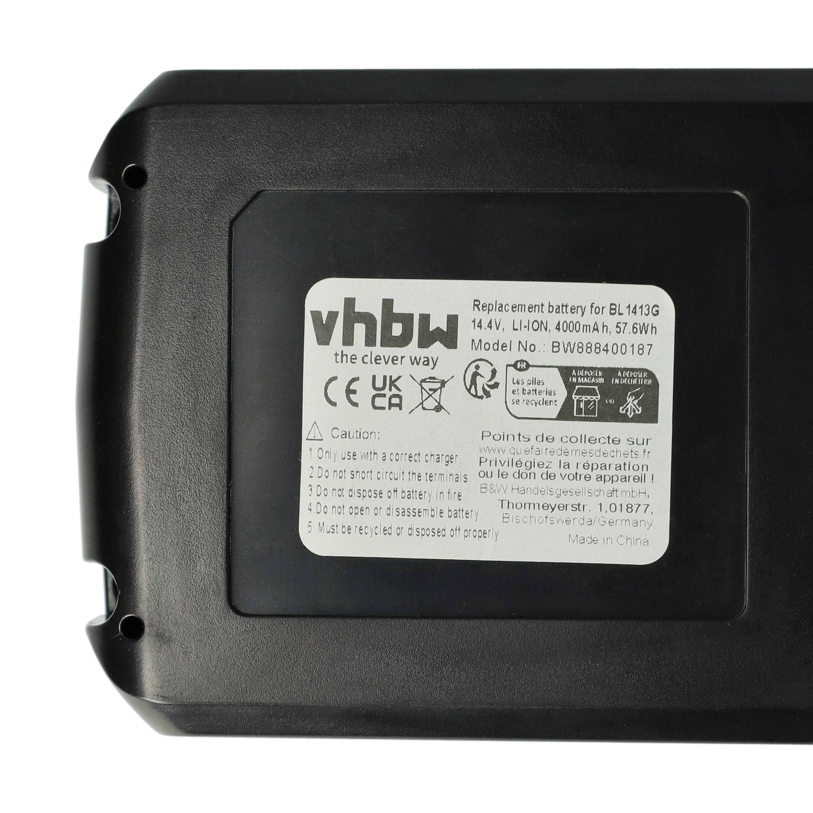 vhbw 2x Akku Ersatz für Makita BL1415G, BL1413G, BL1430G, 196375-4, BL1411G für Werkzeug (4000 mAh, Li-Ion, 14,4 V)