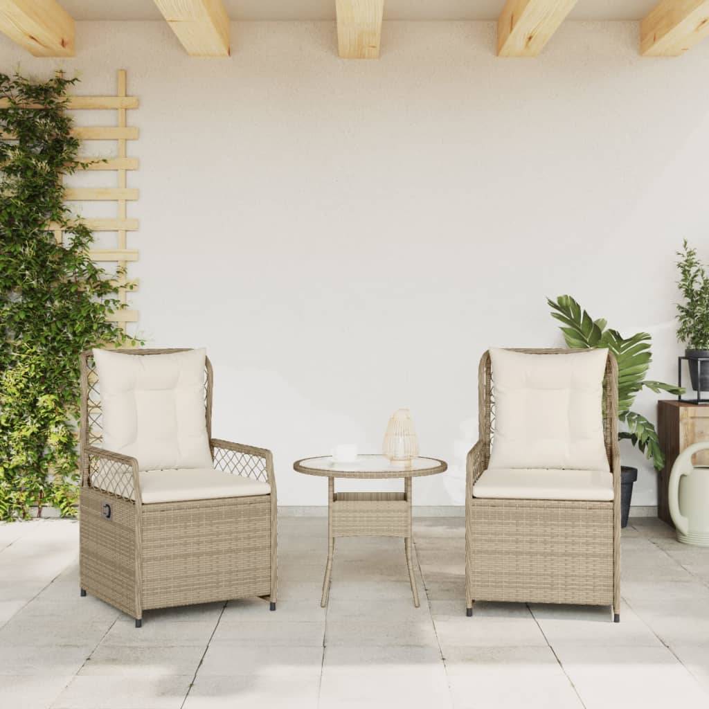 vidaXL Gartensessel 2 Stk. Verstellbar Beige Poly Rattan
