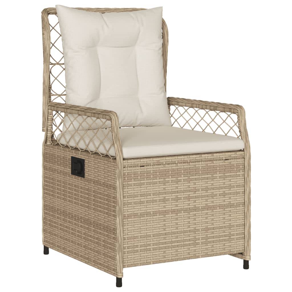 vidaXL 3-tlg. Garten-Essgruppe mit Kissen Beige Poly Rattan