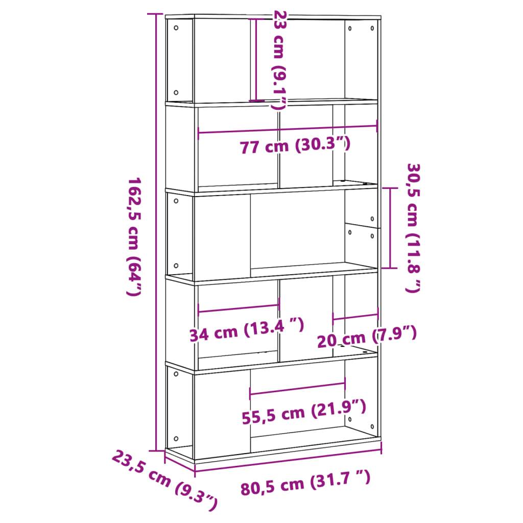vidaXL Bücherregal 5 Böden Altholz 80,5x23,5x162,5 cm Holzwerkstoff