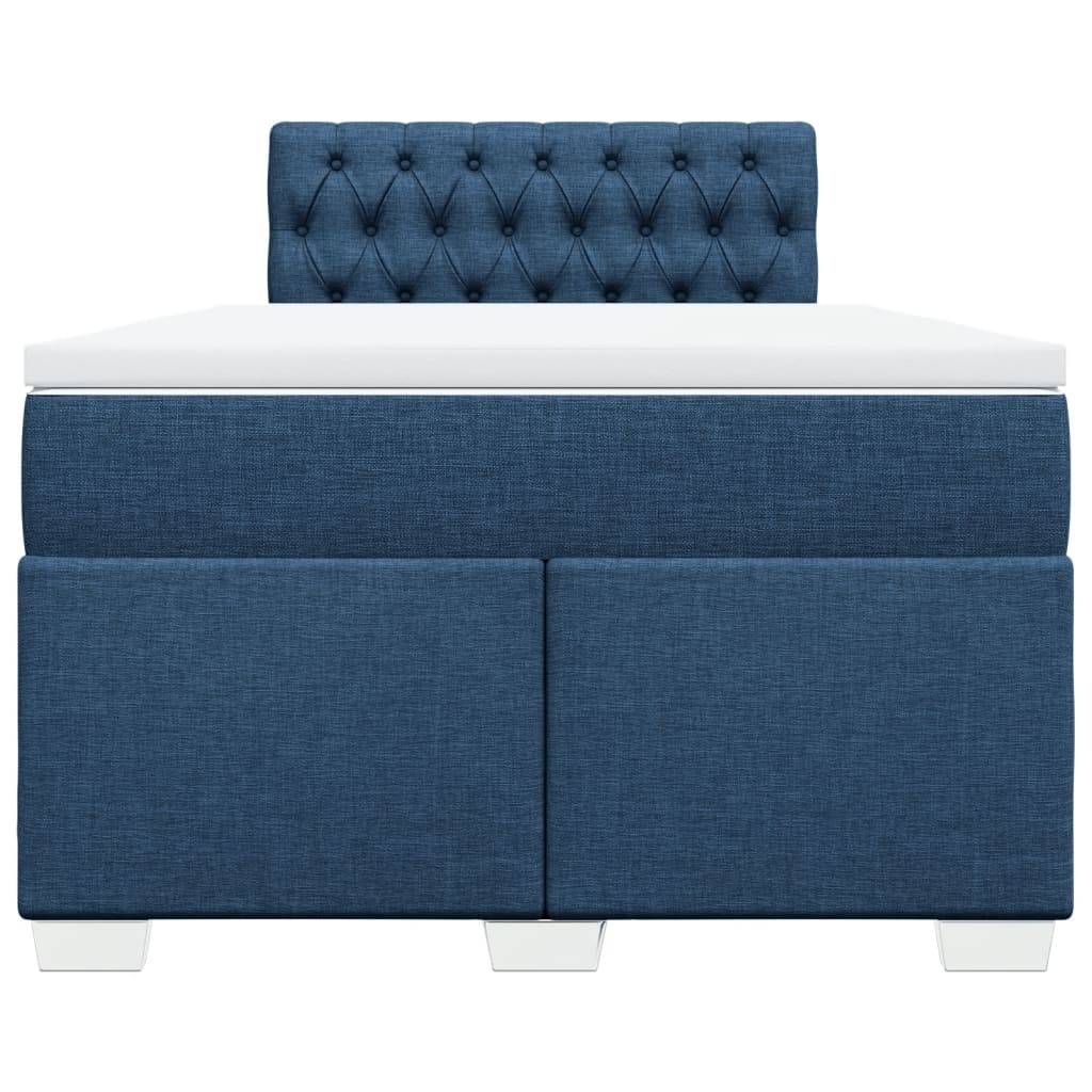 vidaXL Boxspringbett mit Matratze Blau 120x200 cm Stoff