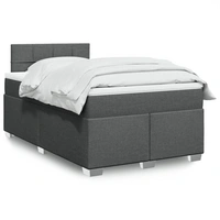 vidaXL Boxspringbett mit Matratze Dunkelgrau 120x190 cm Stoff vidaXL Boxspringbett mit Matratze Dunkelgrau 120x190 cm Stoff