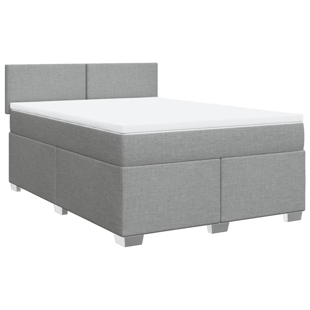 vidaXL Boxspringbett mit Matratze Hellgrau 140x190 cm Stoff
