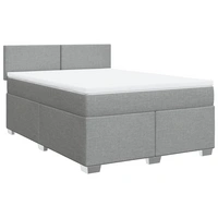 vidaXL Boxspringbett mit Matratze Hellgrau 140x190 cm Stoff vidaXL Boxspringbett mit Matratze Hellgrau 140x190 cm Stoff