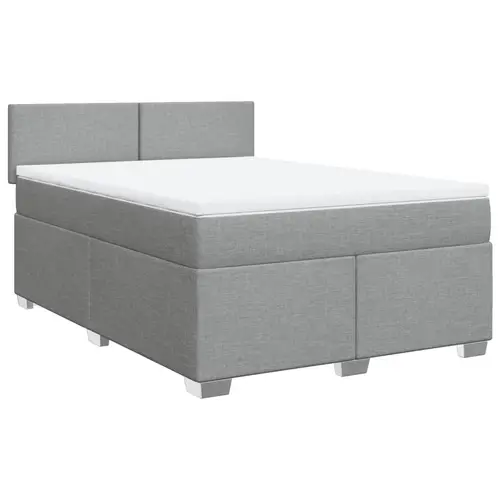 vidaXL Boxspringbett mit Matratze Hellgrau 140x190 cm Stoff vidaXL Boxspringbett mit Matratze Hellgrau 140x190 cm Stoff