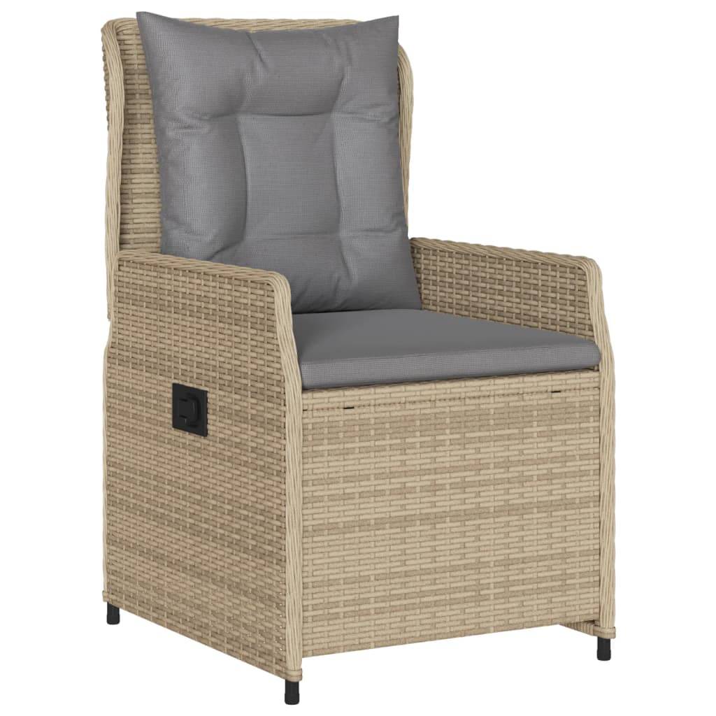 vidaXL 3-tlg. Garten-Essgruppe mit Kissen Beige Poly Rattan