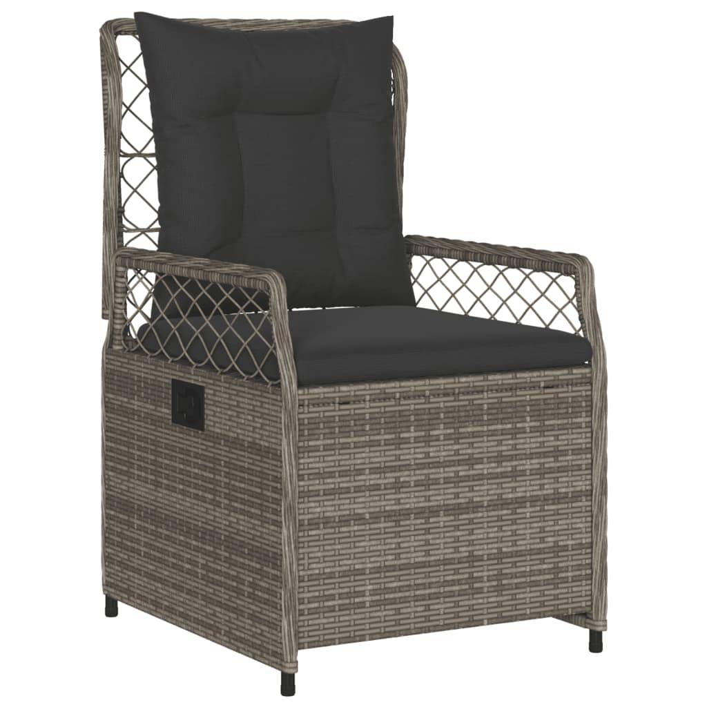 vidaXL 7-tlg. Garten-Essgruppe mit Kissen Grau Poly Rattan