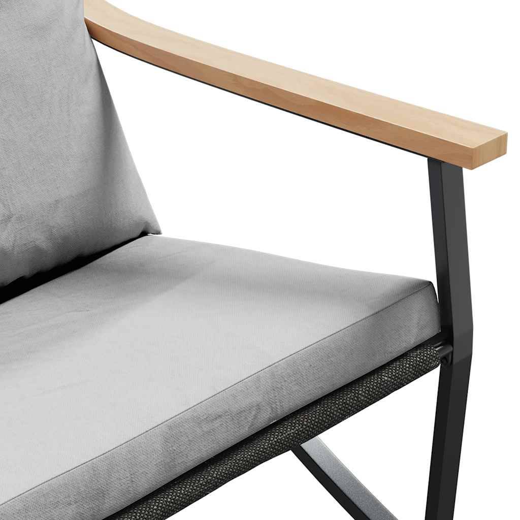 vidaXL Gartenstühle mit Kissen 2 Stk. Schwarz Stahl