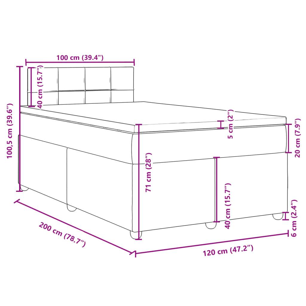 vidaXL Boxspringbett mit Matratze Dunkelbraun 120x200 cm Stoff