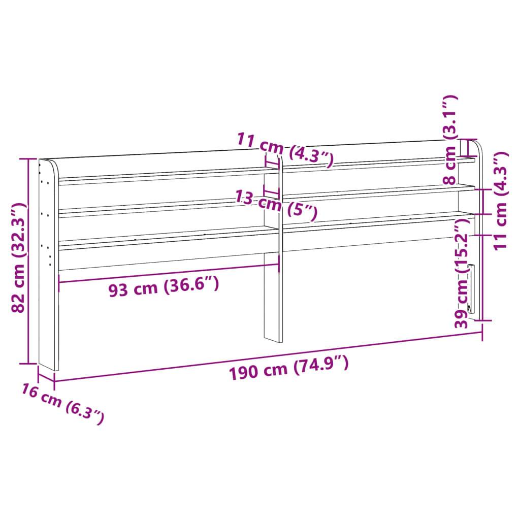 vidaXL Kopfteil mit Ablagen Wachsbraun 180 cm Massivholz Kiefer