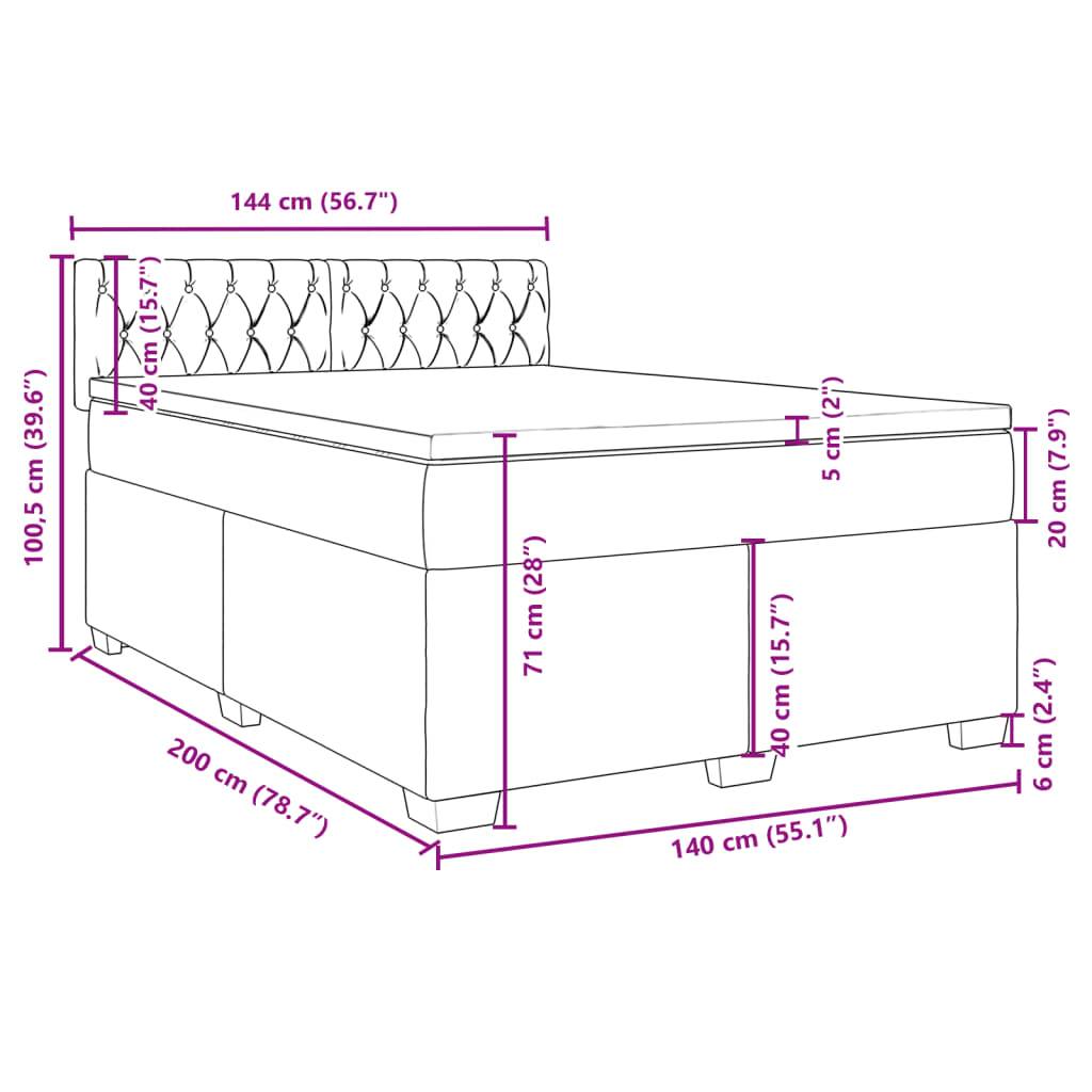 vidaXL Boxspringbett mit Matratze Taupe 140x200 cm Stoff