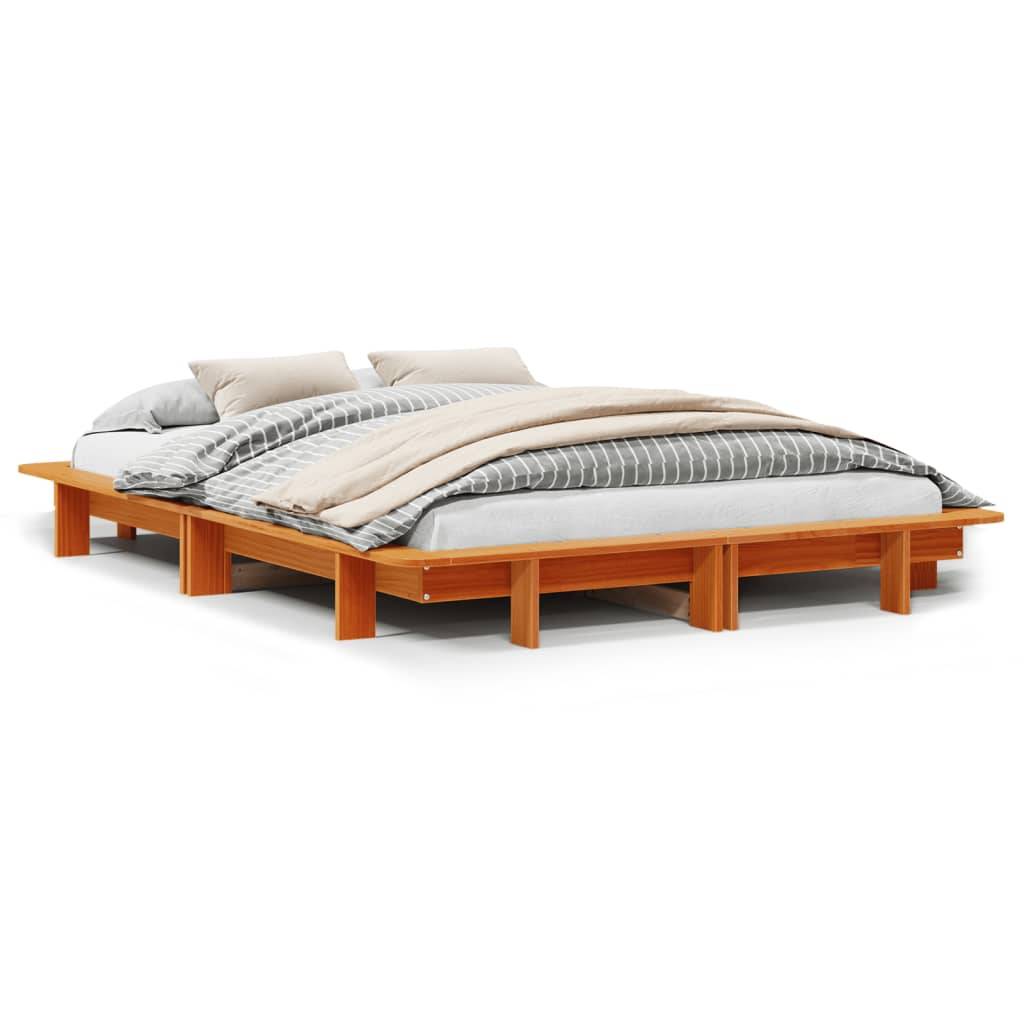 vidaXL Massivholzbett ohne Matratze Wachsbraun 120x190 cm Kiefernholz