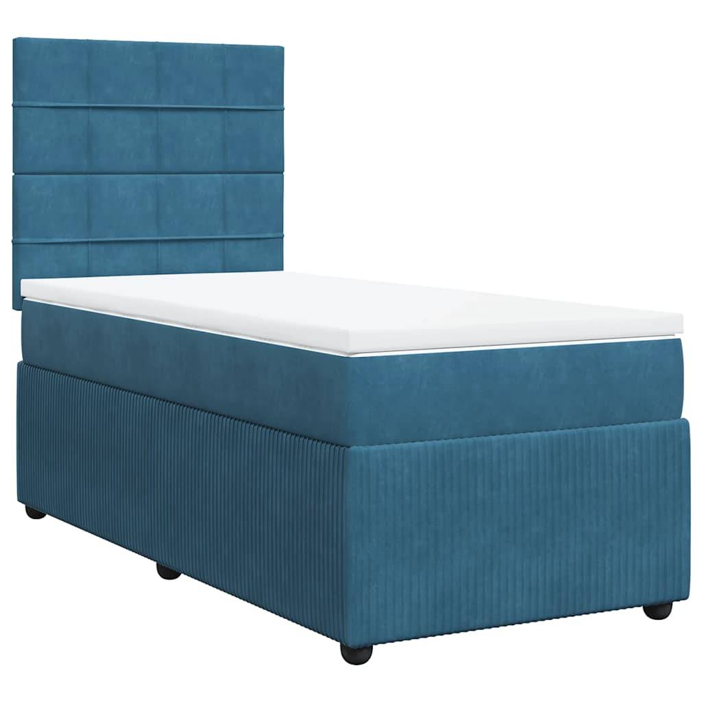 vidaXL Boxspringbett mit Matratze Dunkelblau 100x200 cm Samt