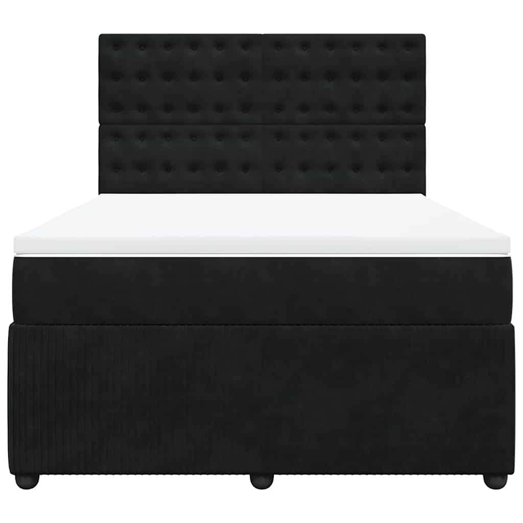 vidaXL Boxspringbett mit Matratze Schwarz 160x200 cm Samt