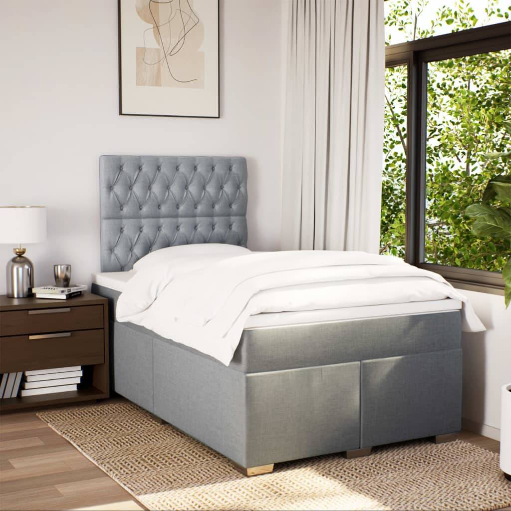 vidaXL Boxspringbett mit Matratze Hellgrau 120x190 cm Stoff