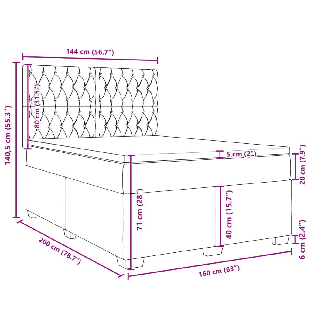 vidaXL Boxspringbett mit Matratze Schwarz 160x200 cm Stoff