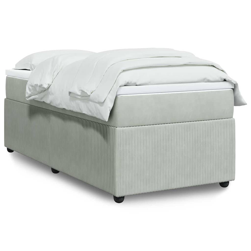 vidaXL Boxspringbett mit Matratze Hellgrau 100x200 cm Samt