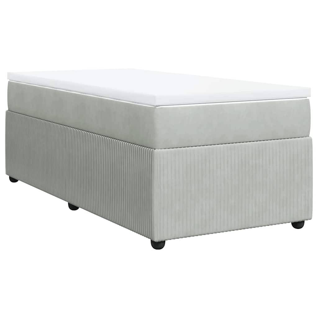 vidaXL Boxspringbett mit Matratze Hellgrau 100x200 cm Samt