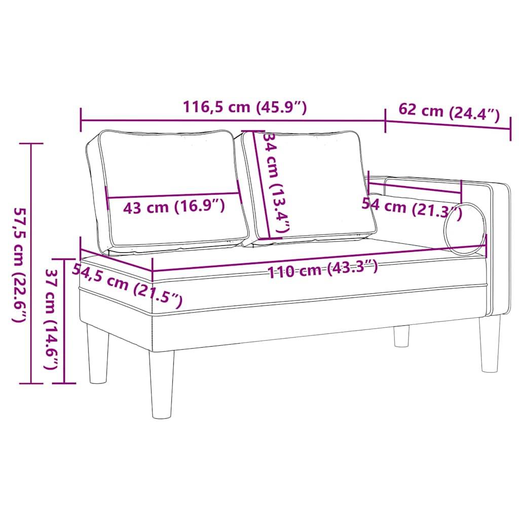 vidaXL Chaiselongue mit Kissen Schwarz Kunstleder