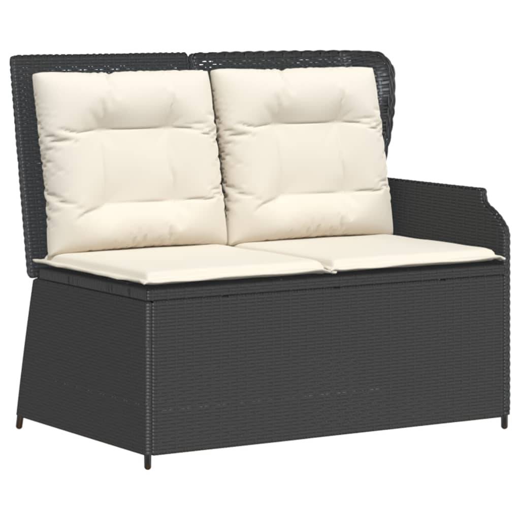 vidaXL 3-tlg. Garten-Lounge-Set mit Kissen Schwarz Poly Rattan