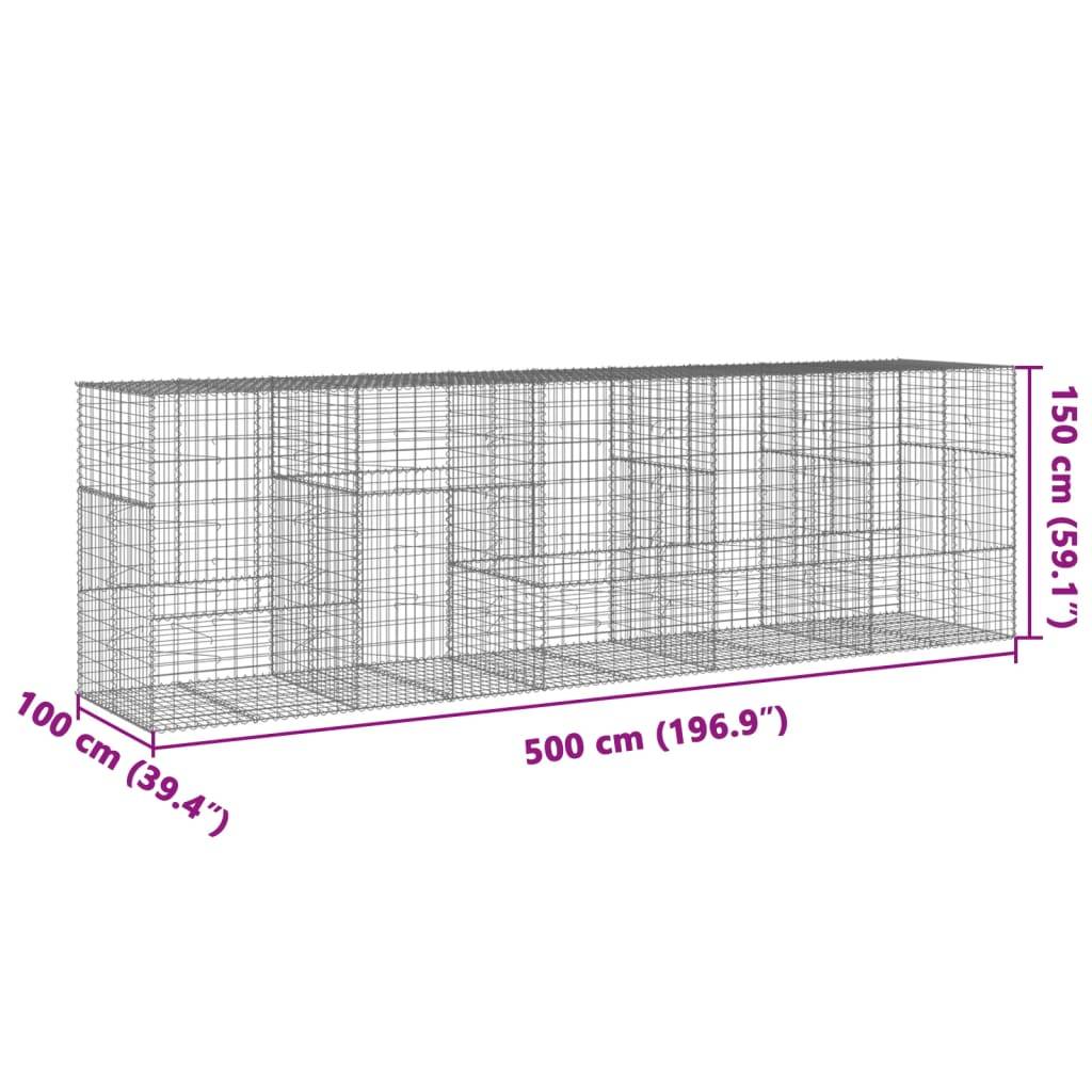vidaXL Gabione mit Deckel 500x100x150 cm Verzinktes Eisen