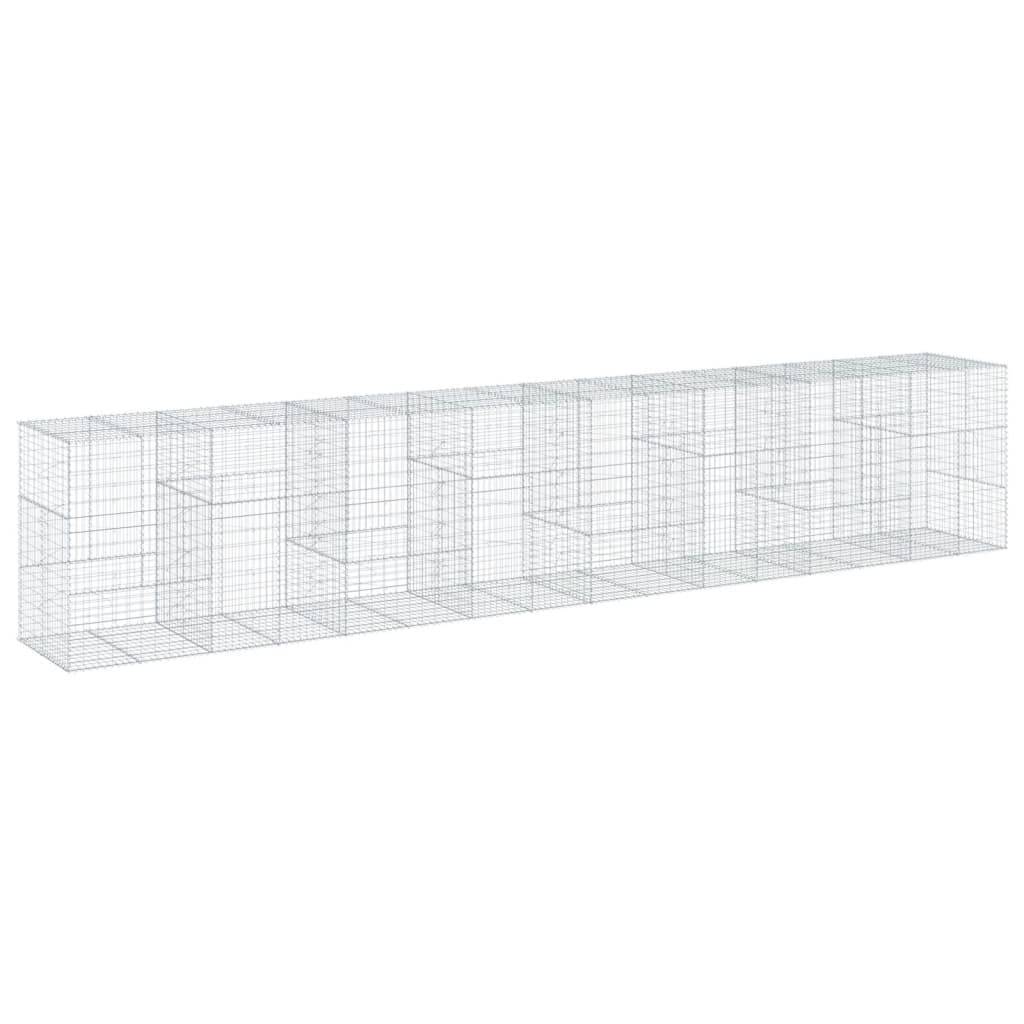 vidaXL Gabione mit Deckel 800x100x150 cm Verzinktes Eisen