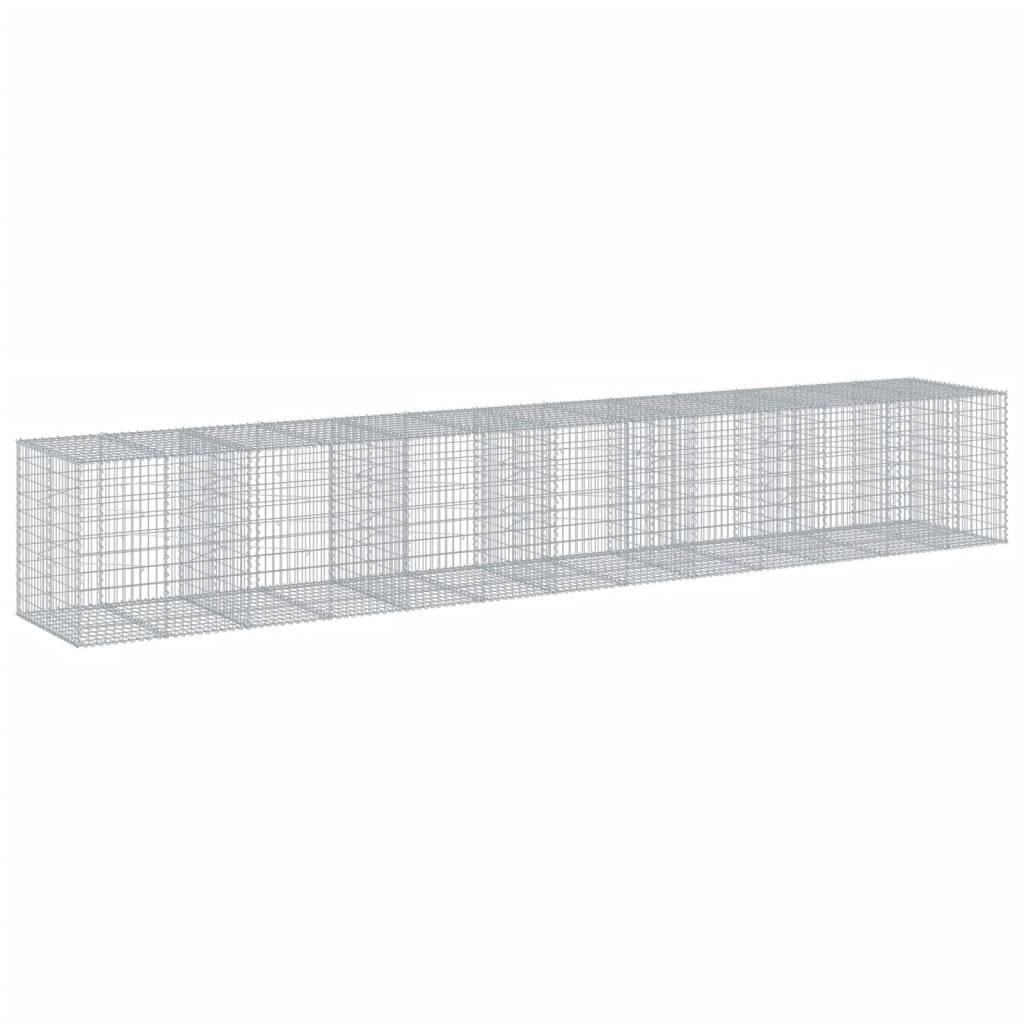 vidaXL Gabione mit Deckel 650x100x100 cm Verzinktes Eisen