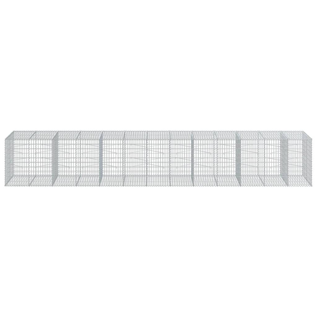 vidaXL Gabione mit Deckel 650x100x100 cm Verzinktes Eisen