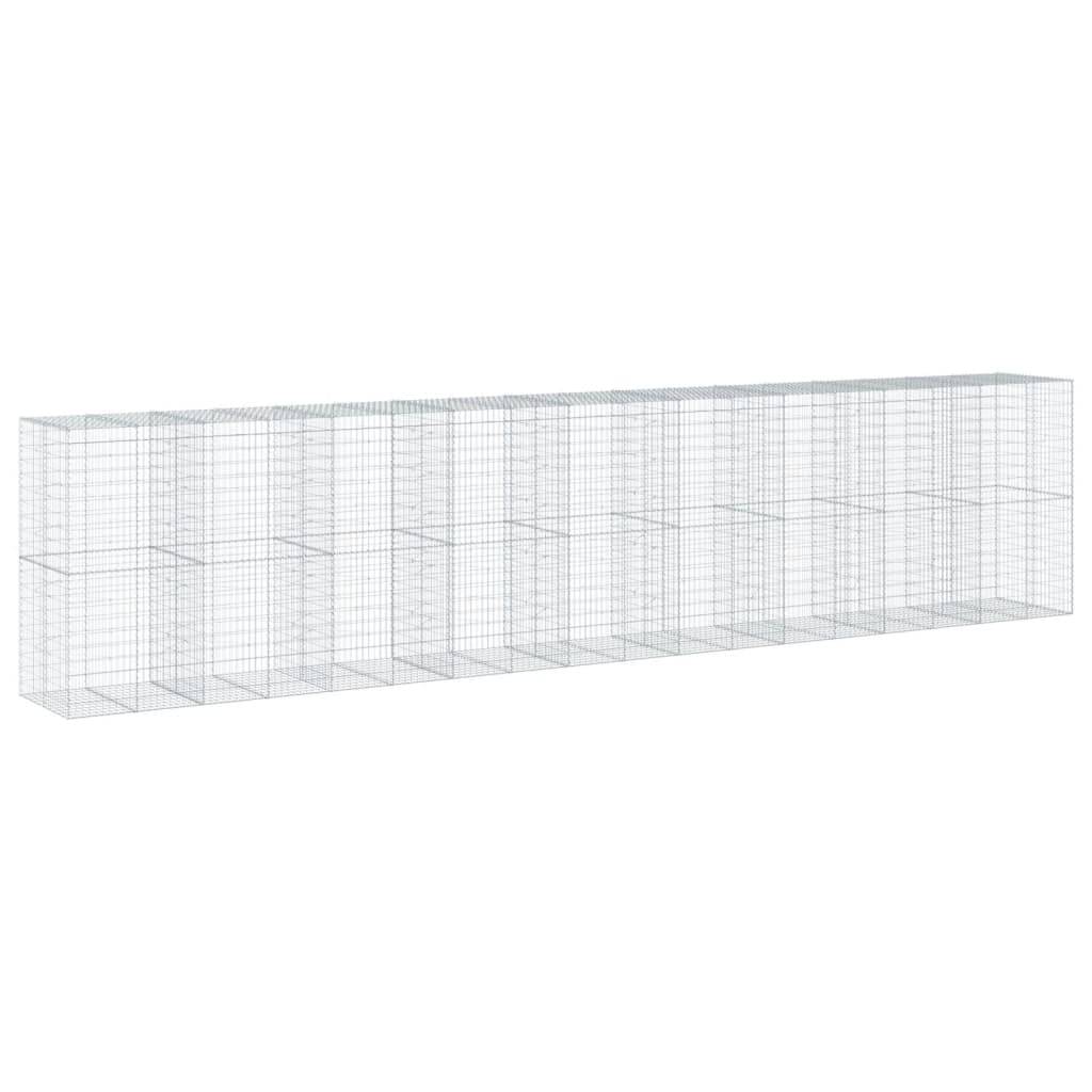 vidaXL Gabione mit Deckel 900x100x200 cm Verzinktes Eisen