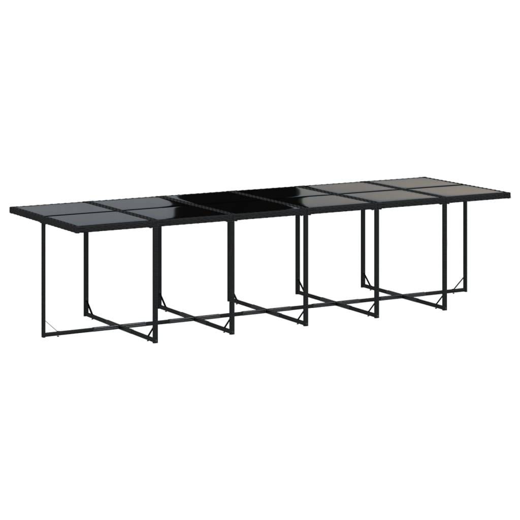 vidaXL 17-tlg. Garten-Essgruppe mit Kissen Schwarz Poly Rattan