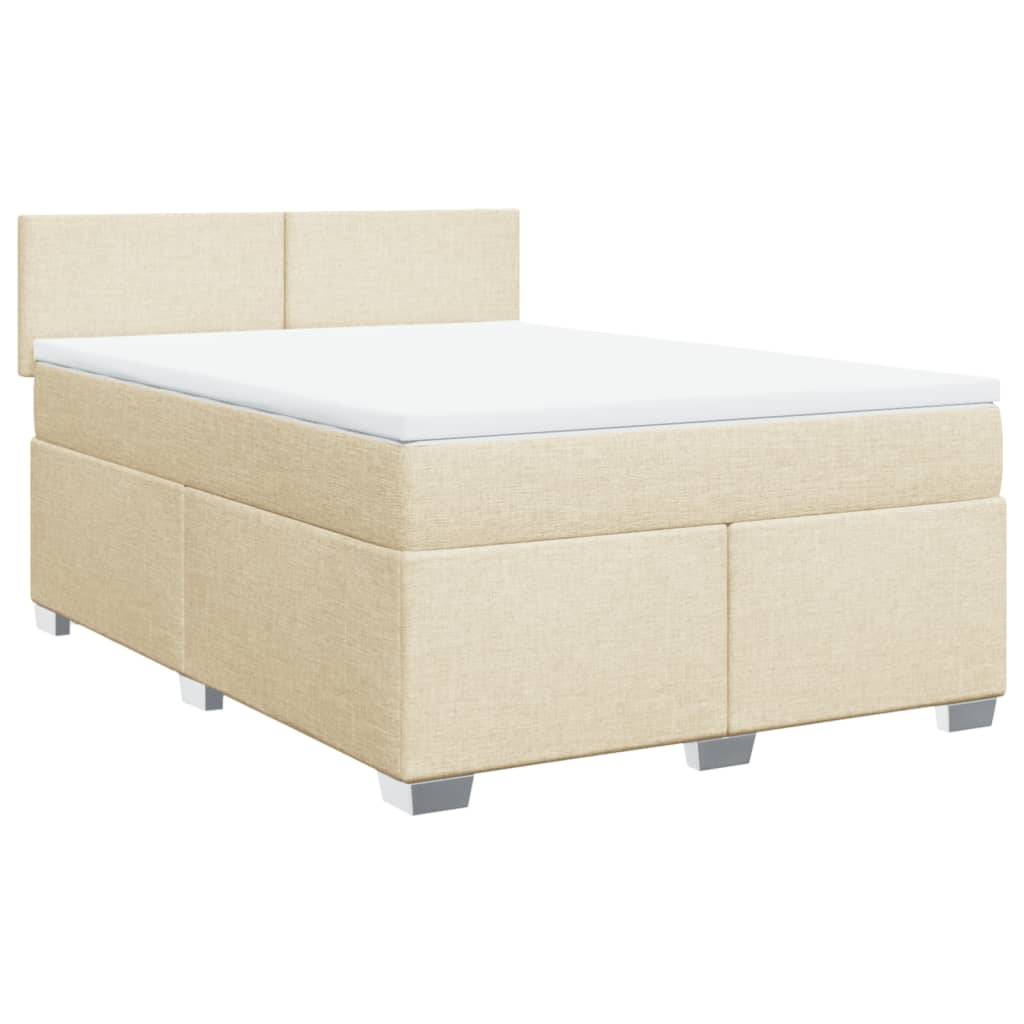 vidaXL Boxspringbett mit Matratze Creme 160x200 cm Stoff